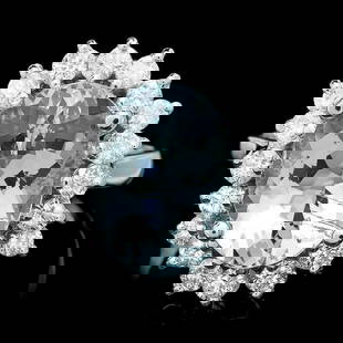 14k Gold 5.00ct Aquamarine 1.00ct Diamond Ring: Retail: $6,900.00 ****** 14k Gold 5.00ct Aquamarine 1.00ct Diamond Ring ****** Metal: 14k Solid White Gold / Total Item Weight: 6.5 grams / Country Made: United States / / Main Stone: Aquamarine / Col