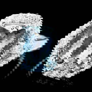 14k Gold 5.00ct Aquamarine 1.00ct Diamond Ring: Retail: $9,300.00 ****** 14k Gold 5.00ct Aquamarine 1.00ct Diamond Ring ****** Metal: 14k Solid White Gold / Size: 6.75 / Total Item Weight: 6.0 grams / Country Made: United States / / Main Stone: Aqu