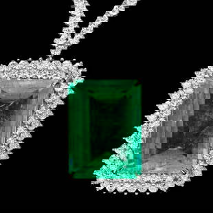 18k White Gold 32.50ct Emerald 11.50ct Diamond Necklace: Retail: $186,500.00 ****** 18k White Gold 32.50ct Emerald 11.50ct Diamond Necklace ****** Metal: 18k Solid White Gold / Total Item Weight: 37.0 grams / Country Made: United States / / Main Stone: Emer