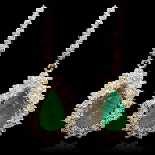14K Gold 3.45ct Emerald 3.10ct Diamond Earrings: Retail: $21,168.00 ******14K Gold Emerald & Diamond Earrings ****** Metal: 14K Solid Yellow Gold / Total Item Weight: 9.9 grams / Country Made: United States / / Main Stone: Emerald/ Color: Green / Ca