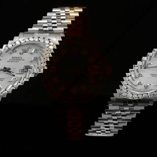 Rolex DateJust Two-Tone 31mm Custom Diamond Bezel Women's Wristwatch: ****** Rolex DateJust Two-Tone 31mm Custom Diamond Bezel Women's Wristwatch ****** One Womens, Rolex DateJust 31mm White “Mother of Pearl&rdquo; Diamond Dial And A Beautiful Diamond Bezel Womens Wri