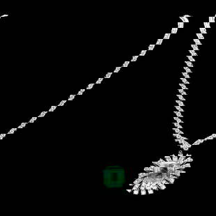 18k Gold 9.00ct Emerald 11ct Diamond Necklace: Retail: $83,500.00 ****** 18k Gold 9.00ct Emerald 11ct Diamond Necklace ****** Metal: 18k Solid White Gold / Size: 16 / Total Item Weight: 25.0 grams / Country Made: United States / / Main Stone: Emer