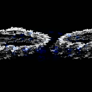 14k Gold 12.00ct Sapphire 0.80ct Diamond Bracelet: Retail: $9,800.00 ****** 14k Gold 12.00ct Sapphire 0.80ct Diamond Bracelet ****** Metal: 14k Solid White Gold / Size: 7.5 / Total Item Weight: 11.0 grams / Country Made: United States / / Main Stone: