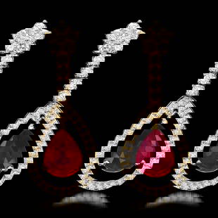 14k Yellow Gold 9.21ct Ruby 2.75ct Diamond Earrings: Retail: $12,140.00 ****** 14k Yellow Gold 9.21ct Ruby 2.75ct Diamond Earrings ****** Metal: 14K Yellow Gold / Total Item Weight: 9.0 grams / Country Made: United States / / Main Stone: Ruby / Color: R