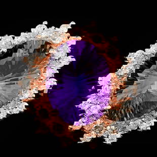 14k Rose Gold 4.50ct Amethyst 0.80ct Diamond Ring: Retail: $7,500.00 ****** 14k Rose Gold 4.50ct Amethyst 0.80ct Diamond Ring ****** Metal: 14k Solid Rose Gold / Size: 7 / Total Item Weight: 5.5 grams / Country Made: United States / / Main Stone: