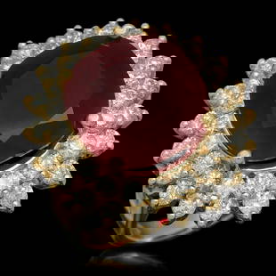 14K Gold 14.38ct Ruby 2.38ct Diamond Ring: Retail: $12,335.00 ****** 14K Gold 14.38ct Ruby 2.38ct Diamond Ring ****** Metal: 14K Solid Gold / Total Item Weight: 11.4 grams / Country Made: United States / / Main Stone: Ruby / Color: Red /