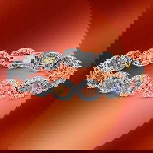 14K Gold 31.80cts Sapphire & 8.52cts Diamond Bracelet: Retail: $57,218*****14K Gold Sapphire & Diamond Bracelet*****Metal: 14K White Gold/ Total Wt.:31.80cts / Country Made US// Main Stone: Sapphire / Carat Total Wt.: 31.80cts / Treatment: None/ Color: