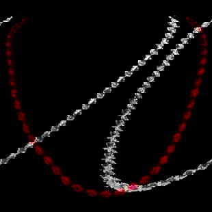 14k Gold 25.00ct Ruby 1.20ct Diamond Necklace: Retail: $16,900.00 ****** 14k Gold 25.00ct Ruby 1.20ct Diamond Necklace ****** Metal: 14k Solid Yellow Gold / Size: 17 / Total Item Weight: 20.0 grams / Country Made: United States / / Main Stone: