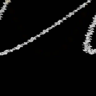 18k White Gold 17ct Diamond Necklace: Retail: $66,100.00 ****** 18k White Gold 17ct Diamond Necklace ****** Metal: 18k Solid White Gold / Size: 16.5 / Total Item Weight: 20.5 grams / / Main Stone: Diamond / Color: Yellow / Carat Total