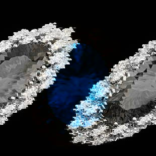 14k White Gold 11.50ct Topaz 1.50ct Diamond Ring: Retail: $12,800.00 ****** 14k White Gold 11.50ct Topaz 1.50ct Diamond Ring ****** Metal: 14k Solid White Gold / Size: 7 / Total Item Weight: 11.5 grams / Country Made: United States / / Main Stone: