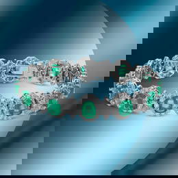 14K Gold 18.70cts Emerald & 12.01cts Diamond Bracelet