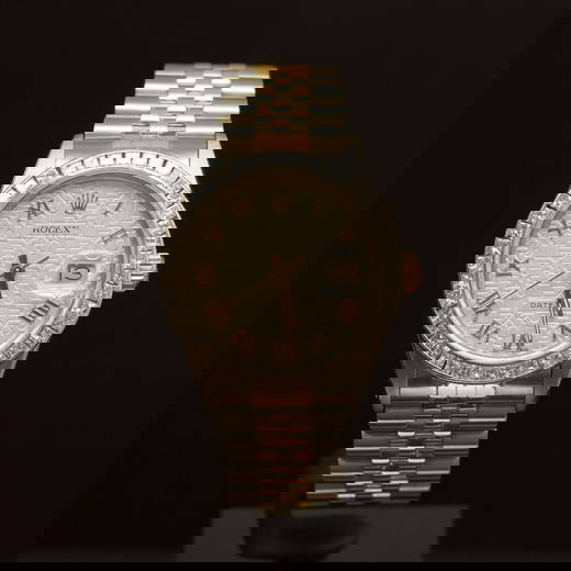 Rolex Two-Tone Datejust 36mm Custom Silver Jubeele Dial with Gold Roman Numerals, Bezel 2.25ct Men's