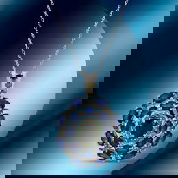 14K Gold 10.93cts Sapphire & 1.28cts Diamond Pendant