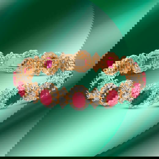 14K Gold 17.44cts Ruby & 11.96cts Diamond Bracelet