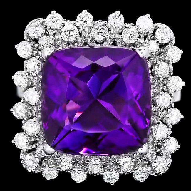 14k Gold 8.00ct Amethyst 1.00ct Diamond Ring (1 of 5)