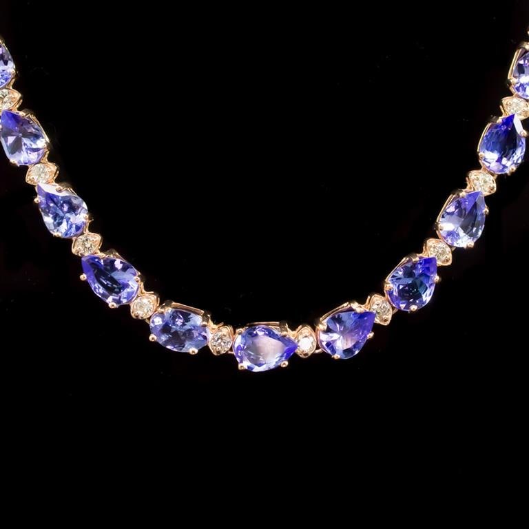 14k Gold 26.35ct Tanzanite 1.82ct Diamond Necklace (1 of 4)