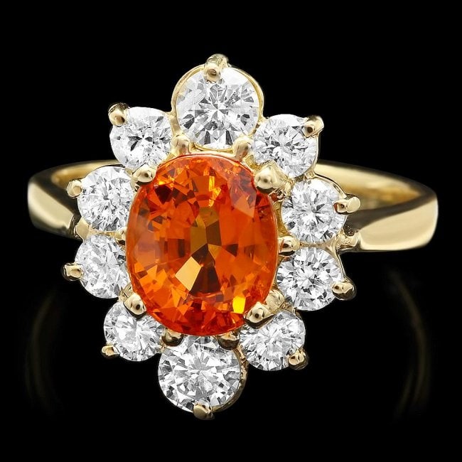 14k Yellow Gold 3.00ct Garnet 1.10ct Diamond Ring (1 of 4)