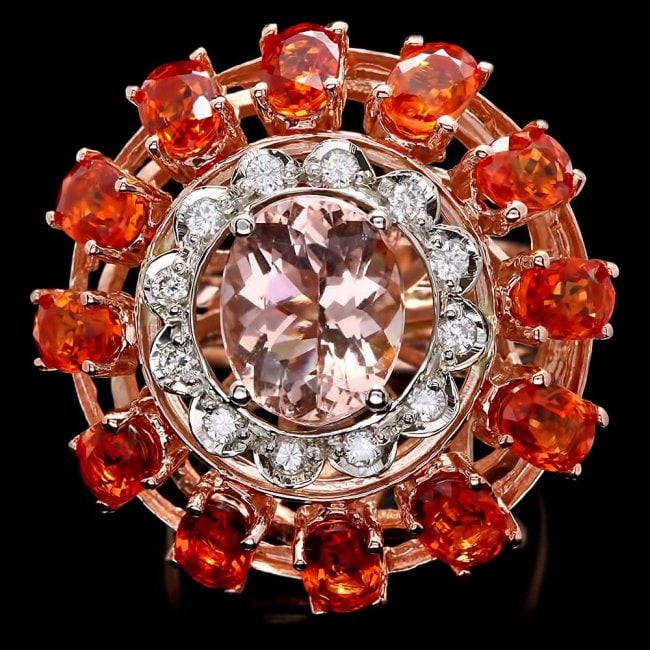 14k 11ctw Morganite Sapphire .40ct Diamond Ring: Retail: $9,200.00 ****** 14k 11ctw Morganite Sapphire .40ct Diamond Ring ****** Metal: 14k Solid Multi-Tone Gold / Size: 7.75 / Total Item Weight: 13.5 grams / Country Made: United States / / Main Sto