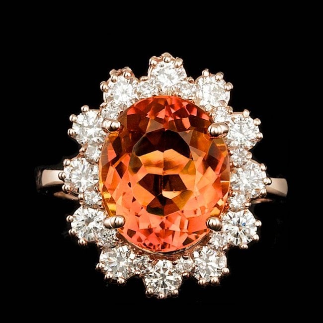 14k Rose Gold 4.50ct Citrine 1.30ct Diamond Ring (1 of 5)