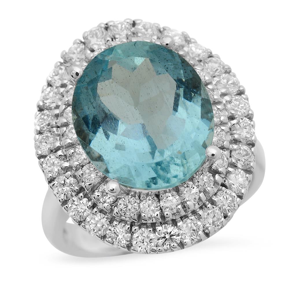 14K Gold 6.88ct Aquamarine 1.65ct Diamond Ring (1 of 5)