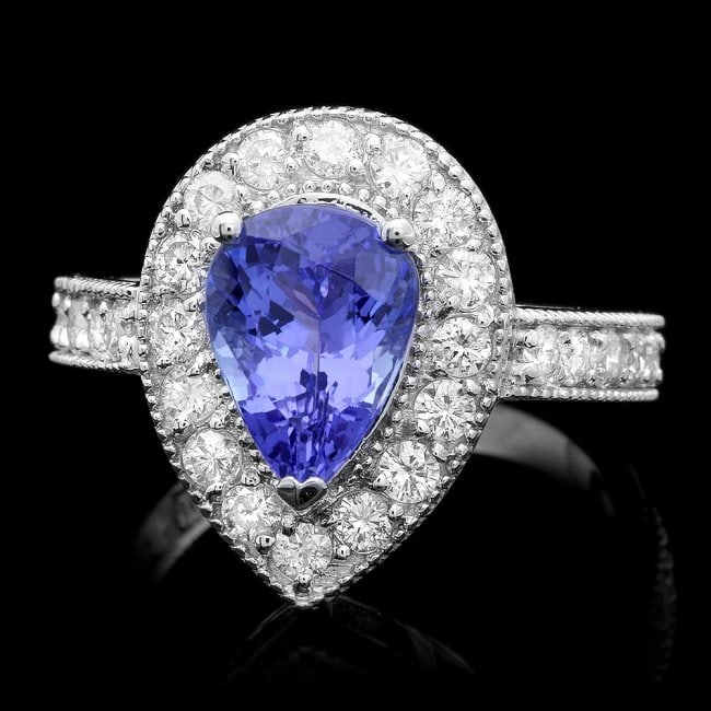 14k Gold 2.50ct Tanzanite 1.00ct Diamond Ring: Retail: $6,700.00 ****** 14k Gold 2.50ct Tanzanite 1.00ct Diamond Ring ****** Metal: 14k Solid White Gold / Size: 7.25 / Total Item Weight: 1.0 grams / Country Made: United States / / Main Stone: Tanz