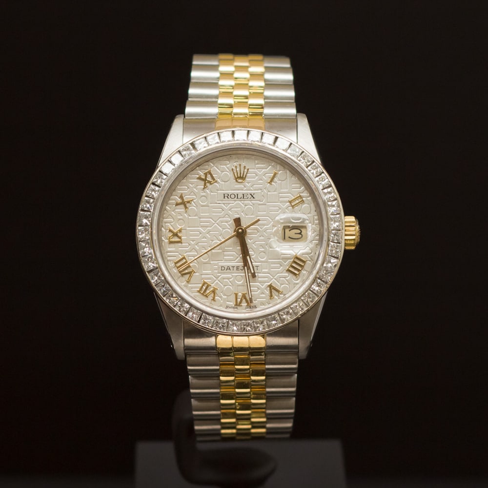 Rolex Two-Tone Datejust 36mm Custom Silver Jubeele Dial with Gold Roman Numerals, Bezel 2.25ct Men's (1 of 3)