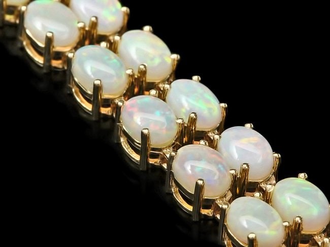 14k Yellow Gold 17ct Opal 0.50ct Diamond Bracelet - 3