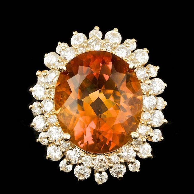 14k Gold 7.00ct Citrine 1.75ct Diamond Ring (1 of 5)