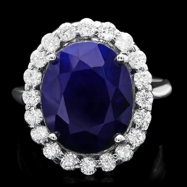 14k Gold 10.00ct Sapphire 0.90ct Diamond Ring (1 of 4)
