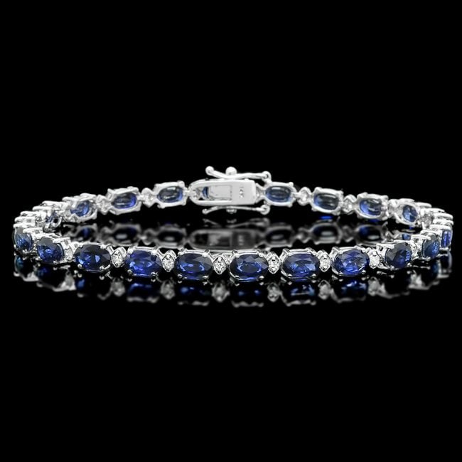 14k Gold 12.00ct Sapphire 0.50ct Diamond Bracelet (1 of 5)