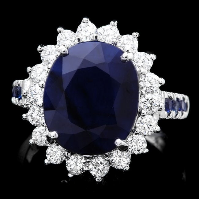 14k White Gold 7.5ct Sapphire 1.00ct Diamond Ring (1 of 5)