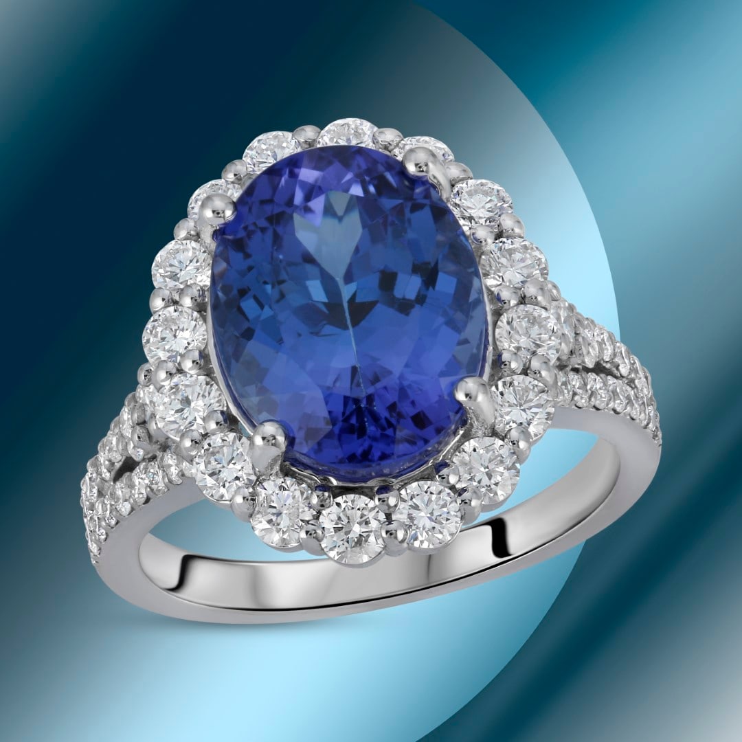 14K Gold 5.60cts Tanzanite & 1.22cts Diamond Ring (1 of 4)