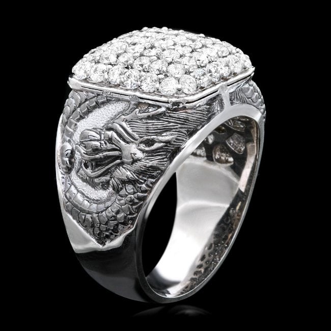14k White Gold 2.20ct Diamond Mens Ring (1 of 4)