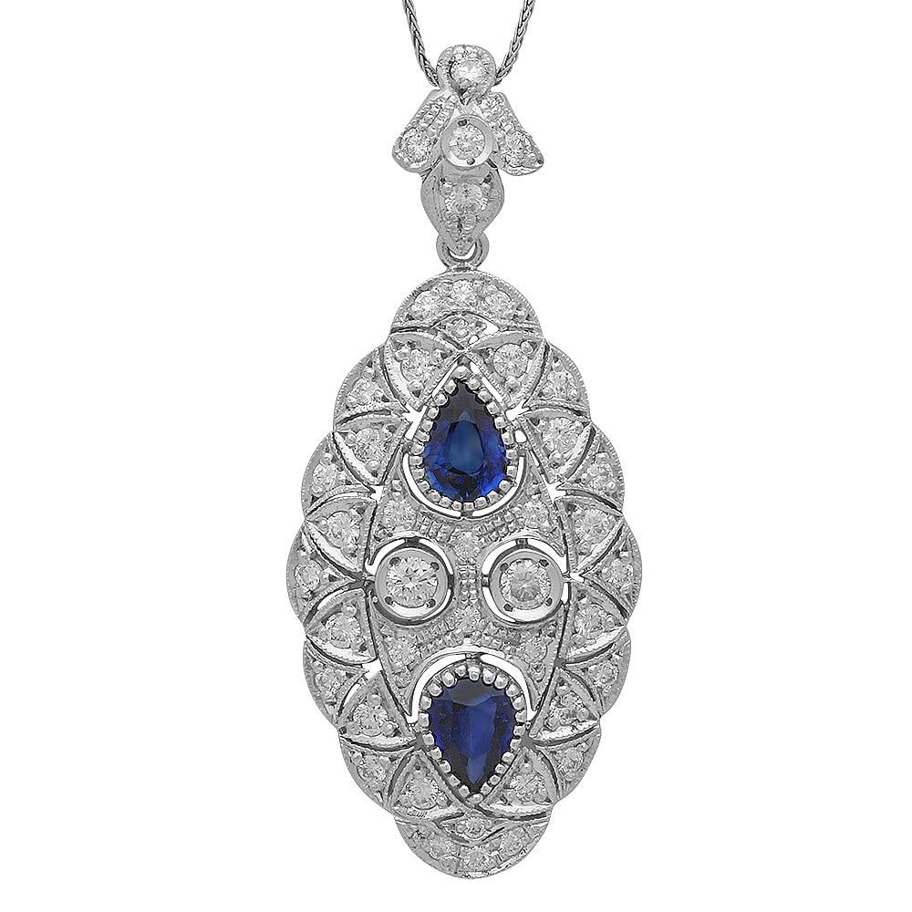 14K Gold 2.47ct Sapphire 1.96ct Diamond Pendant (1 of 4)