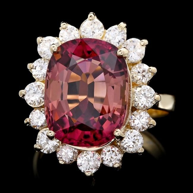 14k Gold 8ct Tourmaline 1.50ct Diamond Ring (1 of 5)