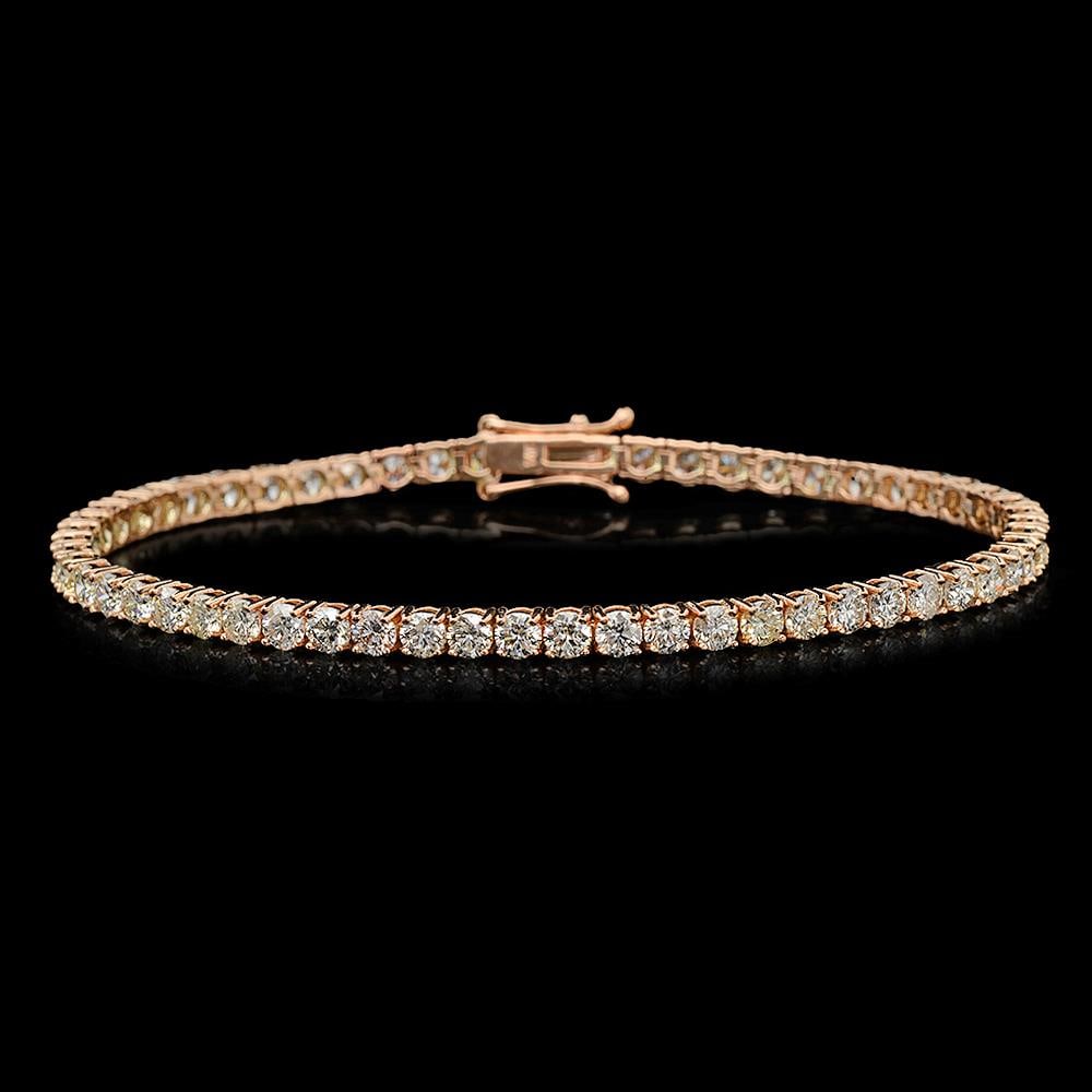 14K Gold 6.28ct Diamond Bracelet: Retail: $27,722.00 ****** 14K Gold Diamond Bracelet ****** Metal: 14K Solid Rose Gold / Total Item Weight: 8.9 grams / Country Made: United States / / Main Stone: Diamond / Carat Total Weight: 6.28 /