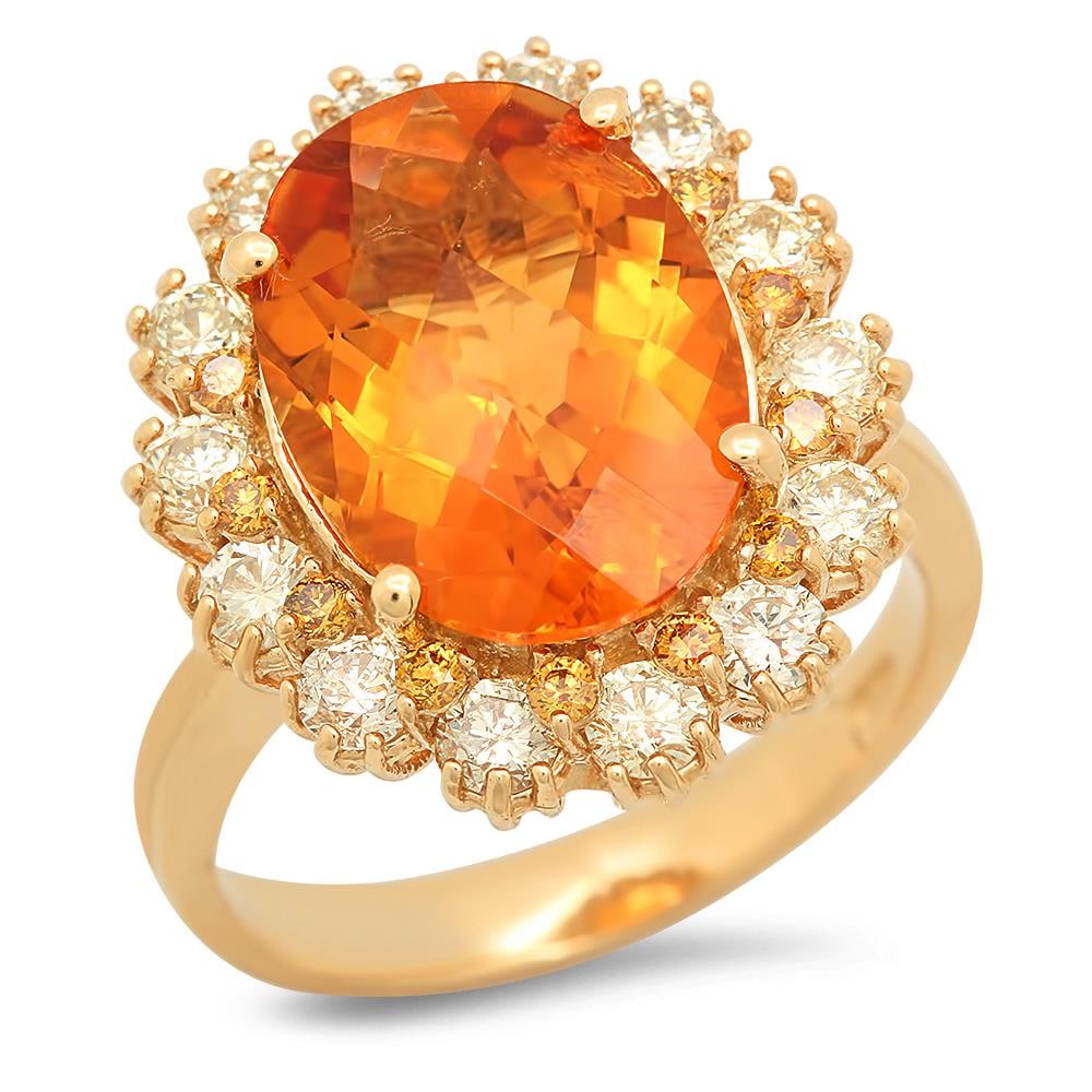 14K Gold 4.79ct Citrine 0.3ct Fancy Color Diamond 1.00cts Diamond Ring (1 of 5)