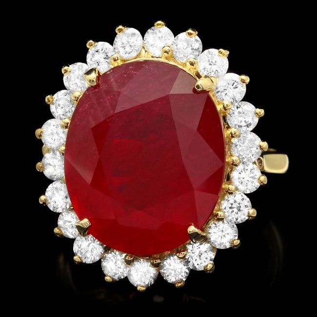 14k Yellow Gold 14ct Ruby 1.50ct Diamond Ring (1 of 4)