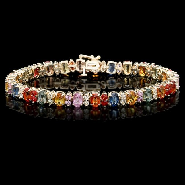 14k Gold 20ct Sapphire 1.35ct Diamond Bracelet (1 of 6)