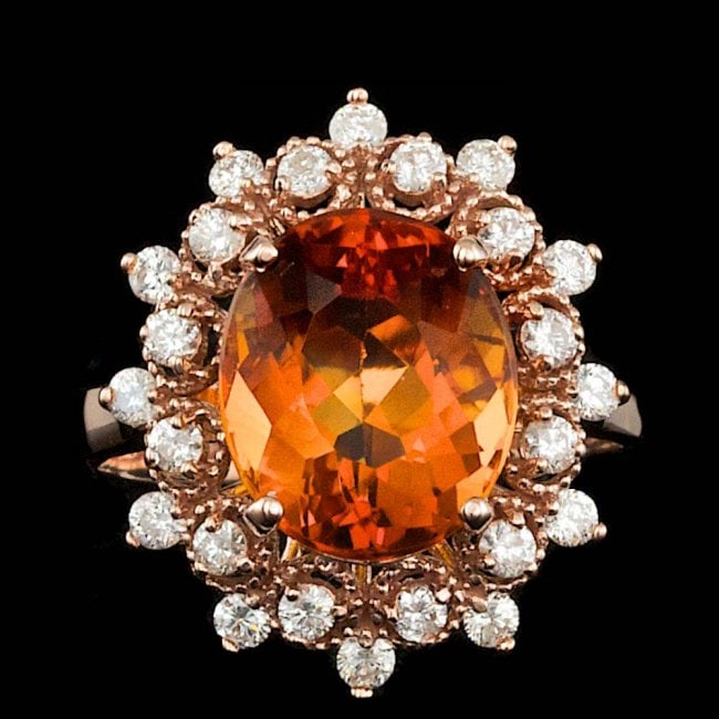 14k Rose Gold 4.50ct Citrine 0.65ct Diamond Ring (1 of 5)