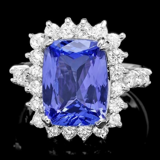 14k Gold 5.00ct Tanzanite 1.20ct Diamond Ring: Retail: $14,300.00 ****** 14k Gold 5.00ct Tanzanite 1.20ct Diamond Ring ****** Metal: 14k Solid White Gold / Size: 7 / Total Item Weight: 6.0 grams / Country Made: United States / / Main Stone: Tanzan