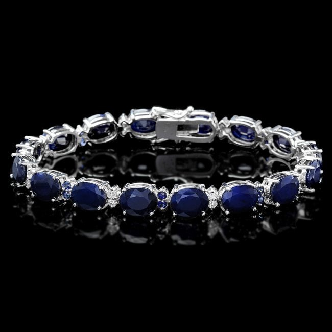 14k Gold 36ct Sapphire .70ct Diamond Bracelet: Retail: $21,860.00 ****** 14k Gold 36ct Sapphire .70ct Diamond Bracelet ****** Metal: 14k Solid White Gold / Size: 7.5 / Total Item Weight: 21.0 grams / Country Made: United States / / Main Stone: Sap