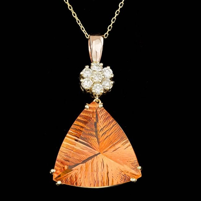 14k Gold 22.00ct Citrine 0.70ct Diamond Pendant: Retail: $8,900.00 ****** 14k Gold 22.00ct Citrine 0.70ct Diamond Pendant ****** Metal: 14k Solid Multi-Tone Gold / Size: 18 / Total Item Weight: 10.0 grams / Country Made: United States / / Main Stone