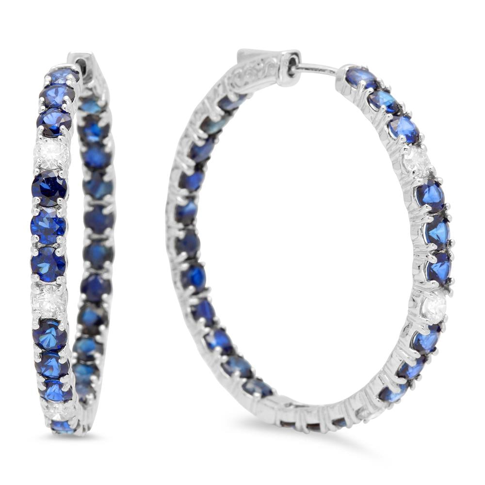 14K Gold 8.35ct Sapphire 0.90cts Diamond Earrings: Retail: $7,285.00 ****** 14K Gold 8.35ct Sapphire 0.90cts Diamond Earrings ****** Metal: 14K White Gold / Total Item Weight: 10.3 grams / Country Made: United States / Main Stone: Sapphire / Color: Bl