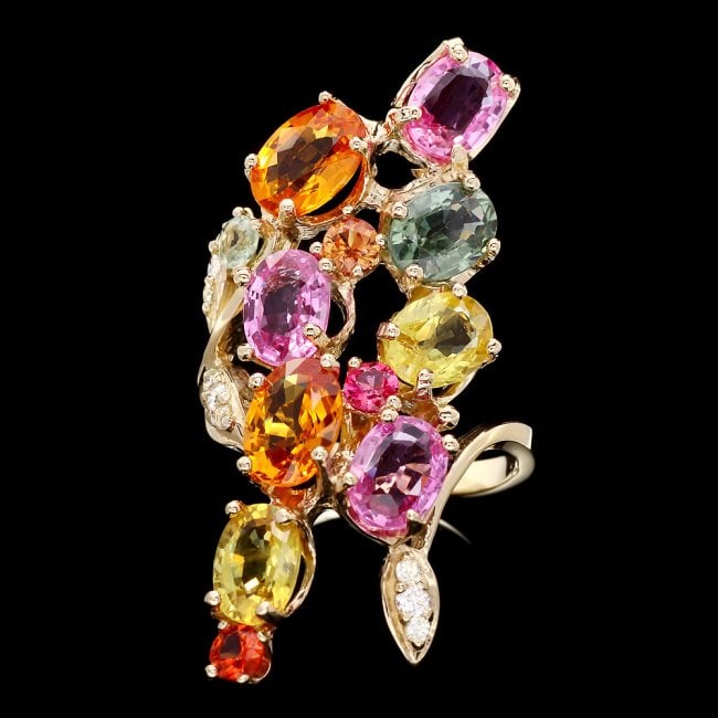 14k Gold 9.5ct Sapphire 0.20ct Diamond Ring (1 of 5)