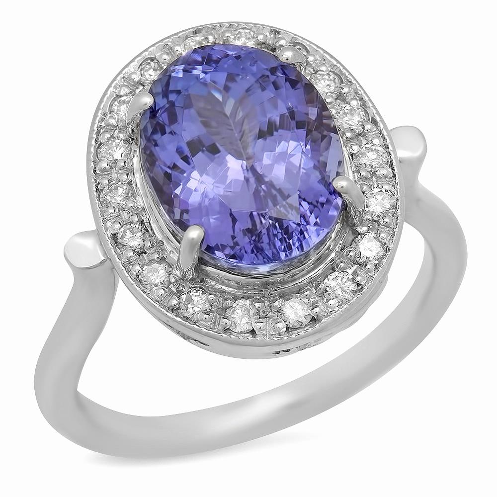14K Gold 5.54ct Tanzanite 0.33ct Diamond Ring (1 of 5)