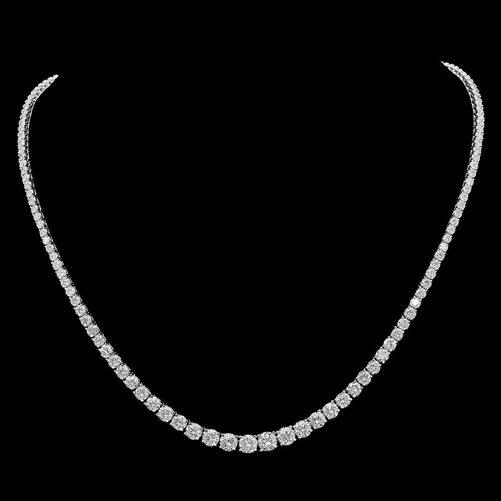18K Gold 13.67ct Diamond Necklace: Retail: $53,400.00 ****** 18K Gold Diamond Necklace ****** Metal: 18K Solid White Gold / Total Item Weight: 20.7 grams / Country Made: United States / / Main Stone: Diamond / Carat Total Weight: 13.67