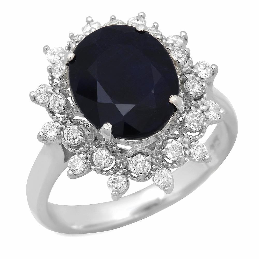 14K Gold 4.35ct Sapphire 0.48ct Diamond Ring: Retail: $4,026.00 ****** 14K Gold 4.35ct Sapphire 0.48ct Diamond Ring ****** Metal: 14K Solid Gold / Total Item Weight: 4.5 grams / Country Made: United States / / Main Stone: Sapphire / Color: Very D