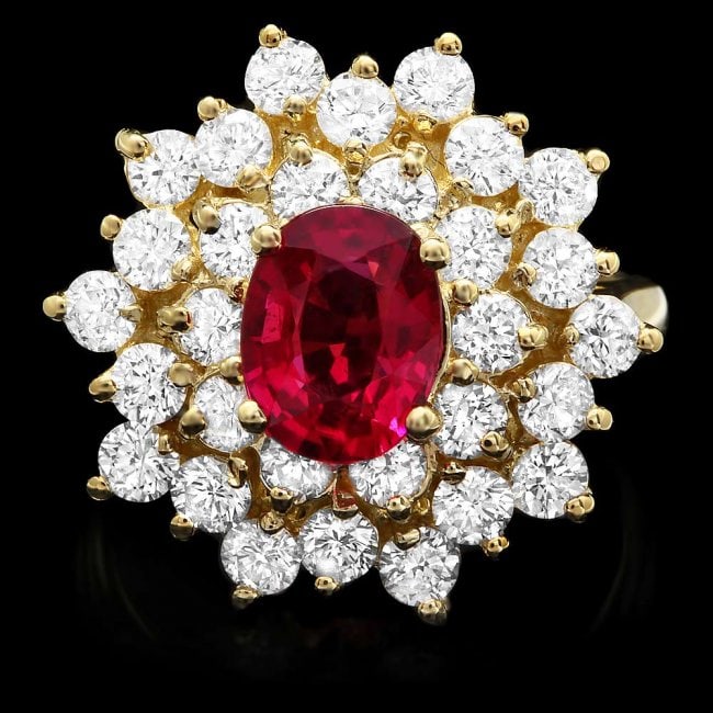 14k Gold 1.50ct Tourmaline 2.10ct Diamond Ring: Retail: $9,750.00 ****** 14k Gold 1.50ct Tourmaline 2.10ct Diamond Ring ****** Metal: 14k Solid Yellow Gold / Size: 7 / Total Item Weight: 7 grams / Country Made: United States / / Main Stone: Tourmal