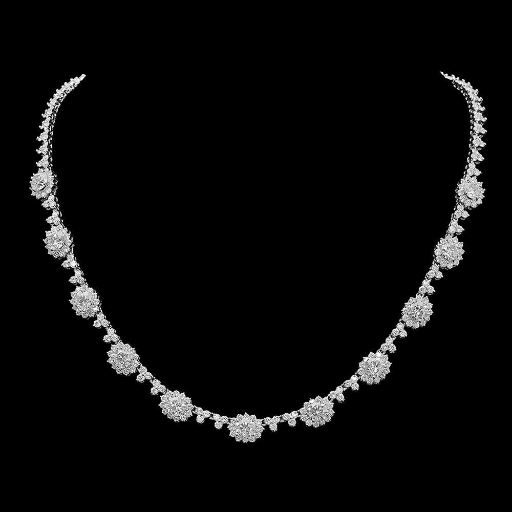 18K Gold 16.81ct Diamond Necklace: Retail: $73,145.00 ****** 18K Gold Diamond Necklace ****** Metal: 18K Solid White Gold / Total Item Weight: 31.4 grams / Country Made: United States / / Main Stone: Diamond / Carat Total Weight: 16.81